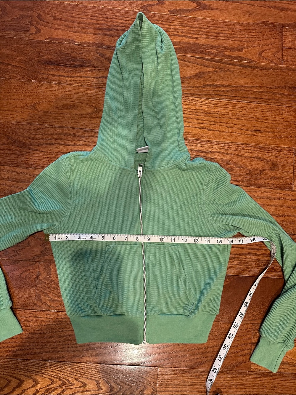 TNA Green Waffle Knit Zip Up Hoodie Size 2XS